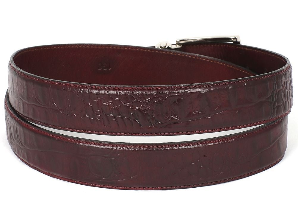 Paul Parkman Men's Crocodile Textured Leather Belt Dark Bordeaux (IdB02 - Dbrd) Shoes by Paul Parkman – Don't Panic Shoes