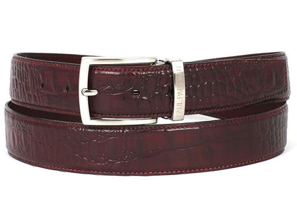 Paul Parkman Men's Crocodile Textured Leather Belt Dark Bordeaux (IdB02 - Dbrd) Shoes by Paul Parkman – Don't Panic Shoes