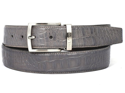 Paul Parkman Men's Crocodile Textured Leather Belt Gray (IdB02 - Gry) Shoes by Paul Parkman – Don't Panic Shoes