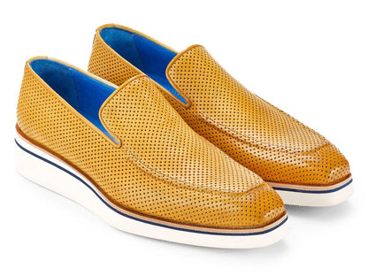 Paul Parkman Men's Custom Made Beige Smart Casual Perforated Leather Loafers 186 - Pr - Bej by Paul Parkman – Don't Panic Shoes