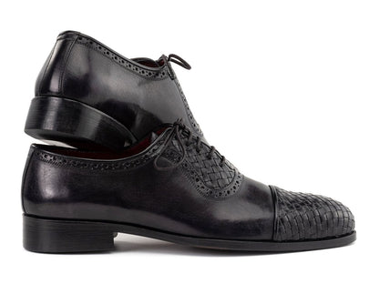 Paul Parkman Men's Custom Made Black Woven Leather Cap Toe Oxford Shoes 49851 - Blk by Paul Parkman – Don't Panic Shoes