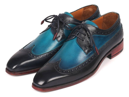 Paul Parkman Men's Custom Made Blue Dual Tone Wingtip Derby Shoes 6931blu by Paul Parkman – Don't Panic Shoes