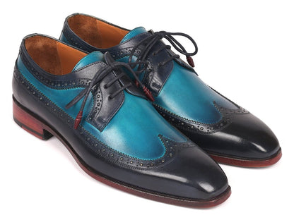 Paul Parkman Men's Custom Made Blue Dual Tone Wingtip Derby Shoes 6931blu by Paul Parkman – Don't Panic Shoes