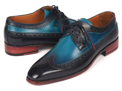 Paul Parkman Men's Custom Made Blue Dual Tone Wingtip Derby Shoes 6931blu by Paul Parkman – Don't Panic Shoes