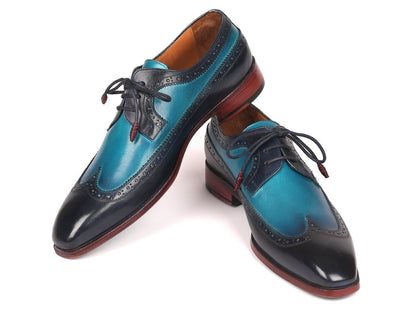 Paul Parkman Men's Custom Made Blue Dual Tone Wingtip Derby Shoes 6931blu by Paul Parkman – Don't Panic Shoes