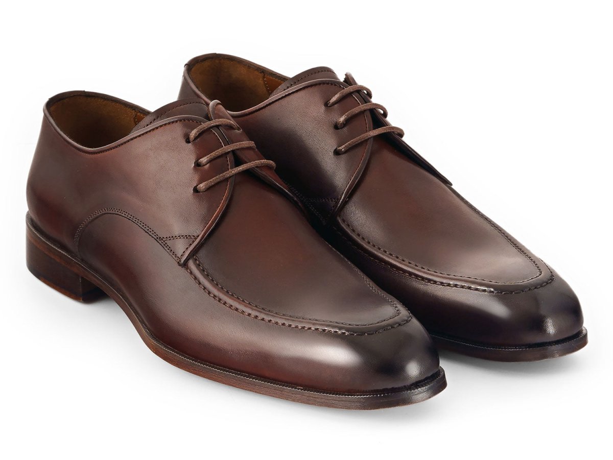 Paul Parkman Men's Custom Made Brown And Bordeaux Leather Apron Derby Shoes 33brd92 by Paul Parkman – Don't Panic Shoes