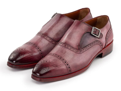Paul Parkman Men's Custom Made Cap Toe Monkstrap Shoes Burgundy 65bur28 by Paul Parkman – Don't Panic Shoes
