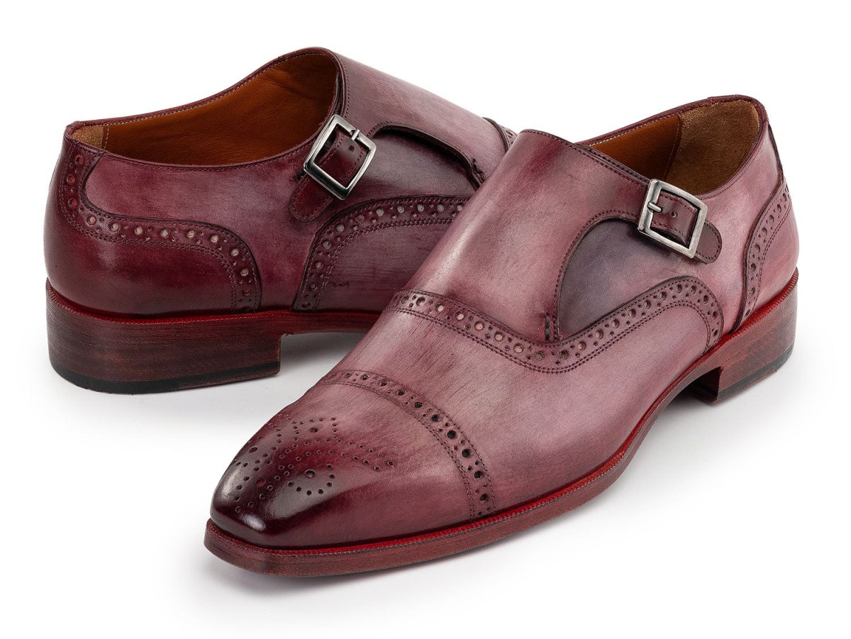 Paul Parkman Men's Custom Made Cap Toe Monkstrap Shoes Burgundy 65bur28 by Paul Parkman – Don't Panic Shoes