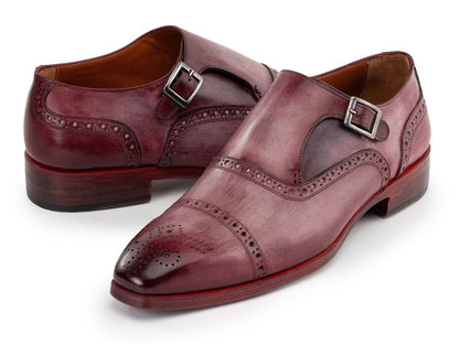Paul Parkman Men's Custom Made Cap Toe Monkstrap Shoes Burgundy 65bur28 by Paul Parkman – Don't Panic Shoes