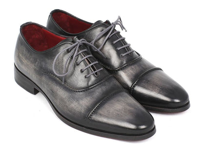 Paul Parkman Men's Custom Made Captoe Oxfords Gray And Black Hand Painted Shoes 077 - Gry by Paul Parkman – Don't Panic Shoes