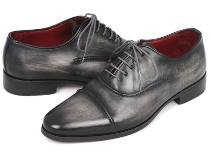 Paul Parkman Men's Custom Made Captoe Oxfords Gray And Black Hand Painted Shoes 077 - Gry by Paul Parkman – Don't Panic Shoes