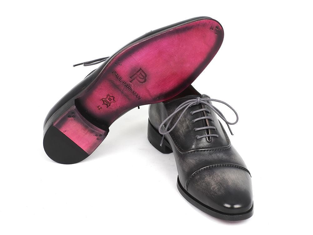 Paul Parkman Men's Custom Made Captoe Oxfords Gray And Black Hand Painted Shoes 077 - Gry by Paul Parkman – Don't Panic Shoes