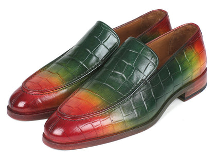 Paul Parkman Men's Custom Made Crocodile Embossed Calfskin Multicolor Loafer 7339 - Spr by Paul Parkman – Don't Panic Shoes
