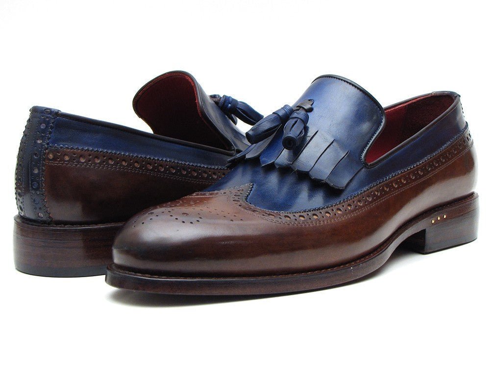 Paul Parkman Men's Custom Made Leather Kiltie Loafers With Tassel In Dark Brown And Navy Shoes by Paul Parkman – Don't Panic Shoes