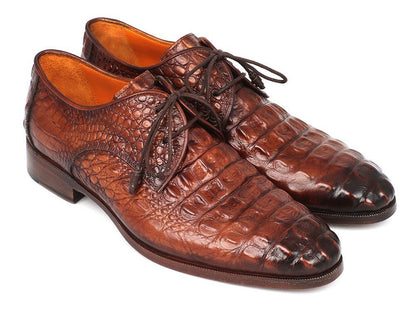 Paul Parkman Men's Custom Made Light Brown Crocodile Embossed Calfskin Derby Shoes 1438tab by Paul Parkman – Don't Panic Shoes