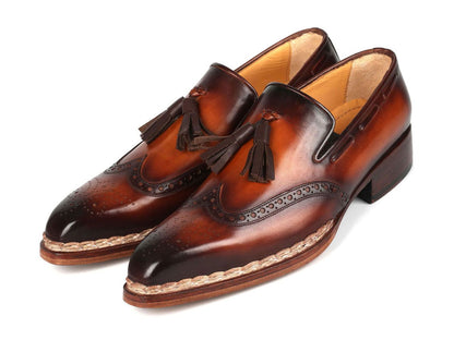 Paul Parkman Men's Custom Made Norwegian Welted Tassel Loafers Brown Burnished Leather 8507 - Brw by Paul Parkman – Don't Panic Shoes