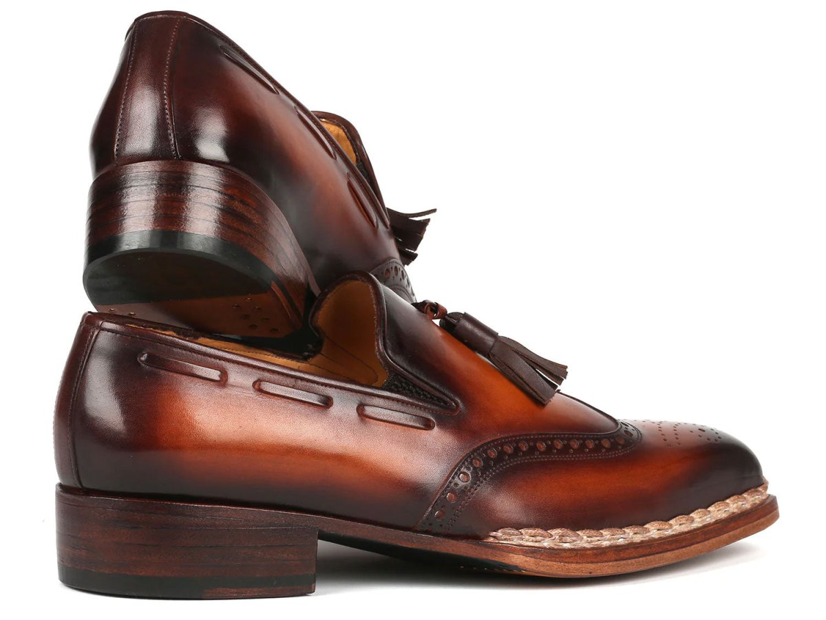 Paul Parkman Men's Custom Made Norwegian Welted Tassel Loafers Brown Burnished Leather 8507 - Brw by Paul Parkman – Don't Panic Shoes