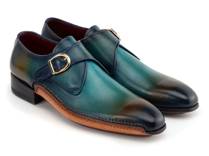 Paul Parkman Men's Custom Made Single Monkstrap Shoes Turquoise And Brown 69v7u by Paul Parkman – Don't Panic Shoes