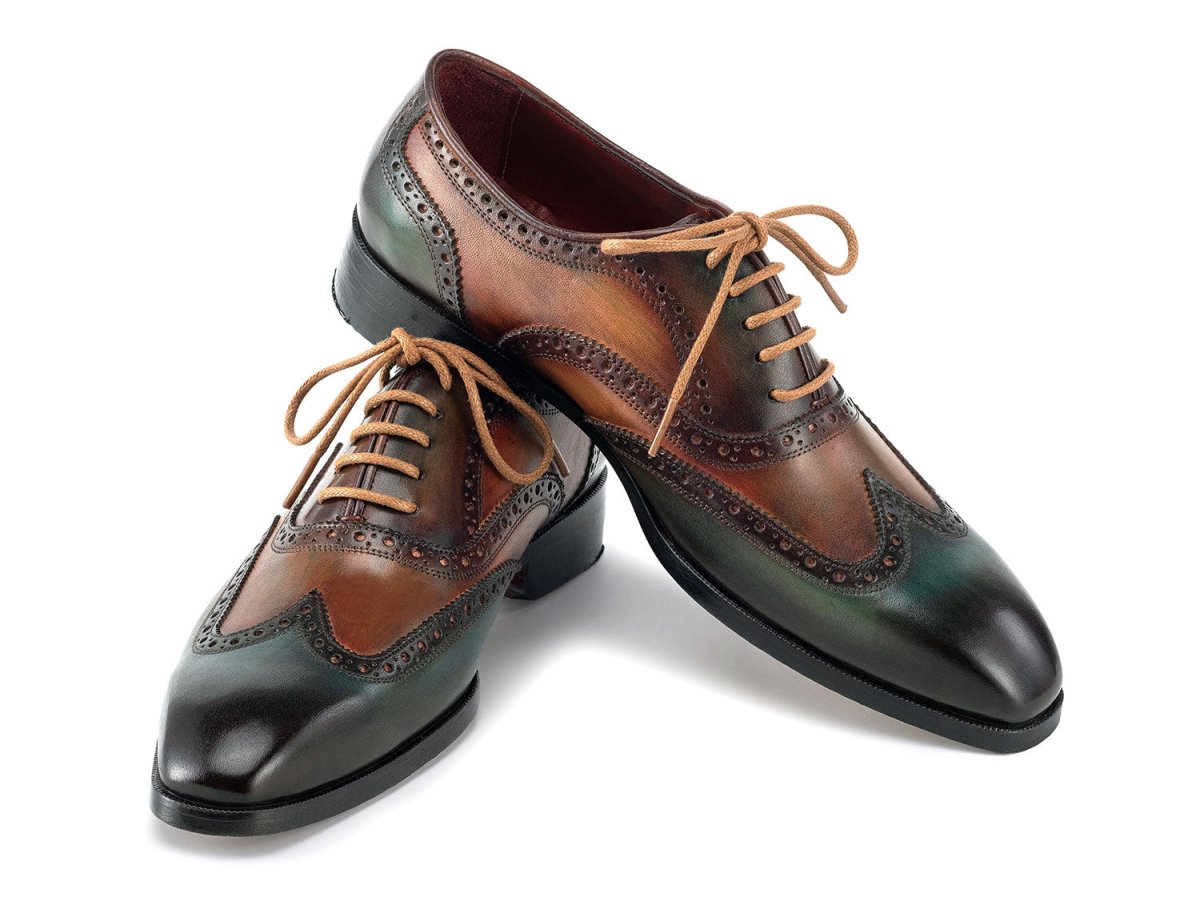 Paul Parkman Men's Custom Made Wingtip Oxfords Green Handpainted Calfskin 228 - Grn by Paul Parkman – Don't Panic Shoes