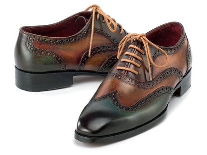 Paul Parkman Men's Custom Made Wingtip Oxfords Green Handpainted Calfskin 228 - Grn by Paul Parkman – Don't Panic Shoes