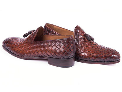Paul Parkman Men's Custom Made Woven Leather Tassel Brown Loafers Wvn88 - Brw by Paul Parkman – Don't Panic Shoes