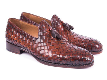 Paul Parkman Men's Custom Made Woven Leather Tassel Brown Loafers Wvn88 - Brw by Paul Parkman – Don't Panic Shoes