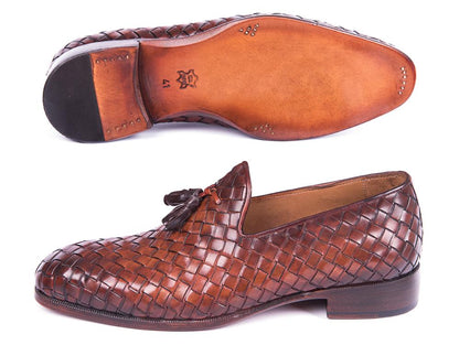 Paul Parkman Men's Custom Made Woven Leather Tassel Brown Loafers Wvn88 - Brw by Paul Parkman – Don't Panic Shoes