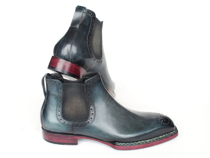 Paul Parkman Men's Custom Norwegian Welted Chelsea Boots Blue Burnished Leather 8847 - Blu by Paul Parkman – Don't Panic Shoes