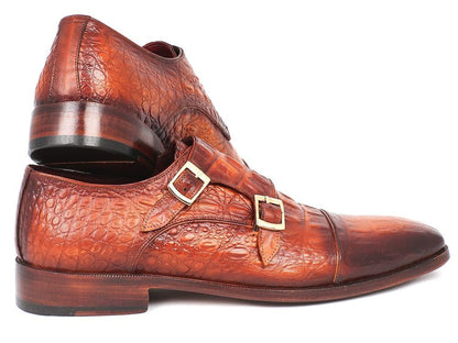 Paul Parkman Men's Double Monkstrap Brown Crocodile Embossed Calfskin (IdPp2280) by Paul Parkman – Don't Panic Shoes