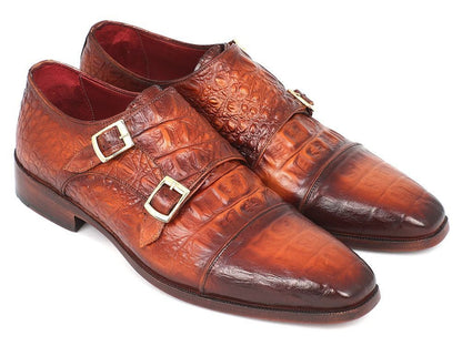 Paul Parkman Men's Double Monkstrap Brown Crocodile Embossed Calfskin (IdPp2280) by Paul Parkman – Don't Panic Shoes