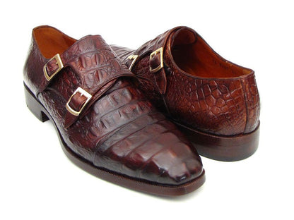 Paul Parkman Men's Double Monkstraps Brown And Bordeaux Crocodile Embossed Calfskin (Id045fg12) by Paul Parkman – Don't Panic Shoes