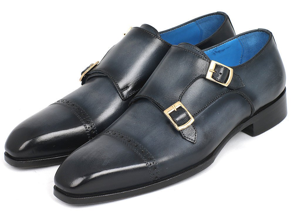 Paul Parkman Men's Double Monkstraps In Navy Shoes by Paul Parkman – Don't Panic Shoes