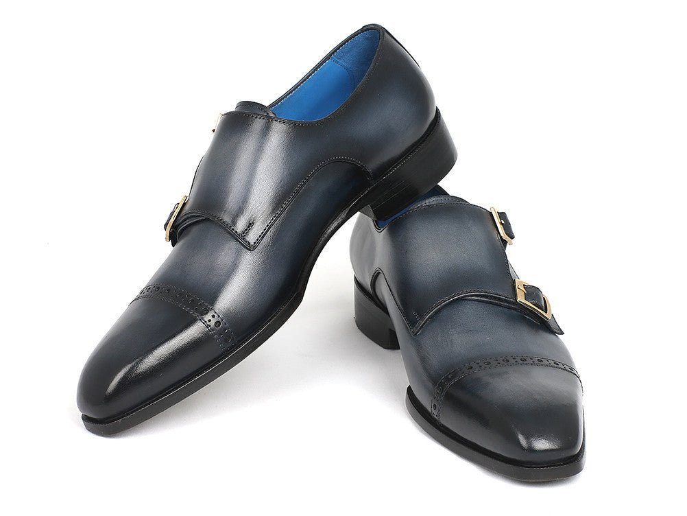 Paul Parkman Men's Double Monkstraps In Navy Shoes by Paul Parkman – Don't Panic Shoes