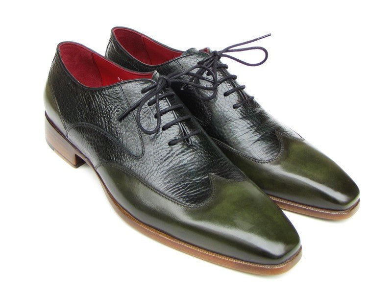 Paul Parkman Men's Floater Leather WIngtip Oxfords in Green Shoes by Paul Parkman – Don't Panic Shoes