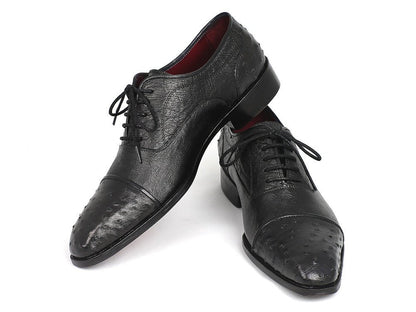 Paul Parkman Men's Genuine Ostrich Captoe Oxfords Black (Id24xs - Blk) Shoes by Paul Parkman – Don't Panic Shoes