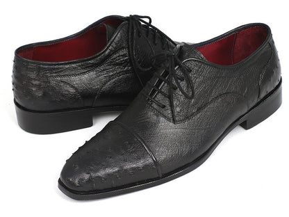 Paul Parkman Men's Genuine Ostrich Captoe Oxfords Black (Id24xs - Blk) Shoes by Paul Parkman – Don't Panic Shoes