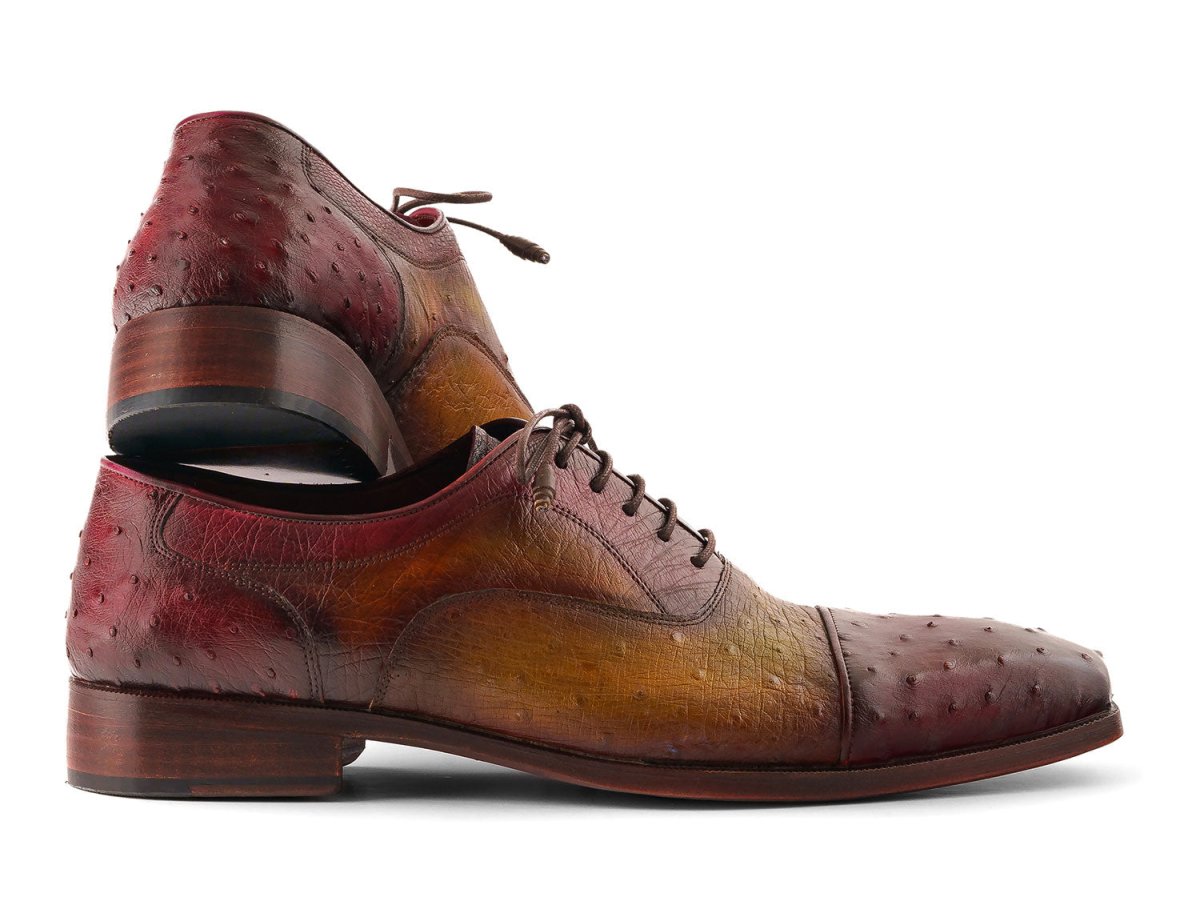 Paul Parkman Men's Genuine Ostrich Captoe Oxfords Green And Burgundy (Id24xs11) Shoes by Paul Parkman – Don't Panic Shoes