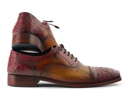 Paul Parkman Men's Genuine Ostrich Captoe Oxfords Green And Burgundy (Id24xs11) Shoes by Paul Parkman – Don't Panic Shoes