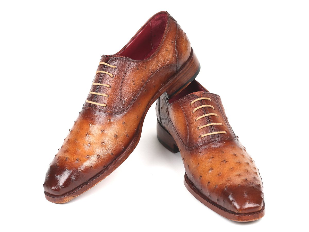 Paul Parkman Men's Genuine Ostrich Oxfords Light Brown (Id257xs - Cml) Shoes by Paul Parkman – Don't Panic Shoes