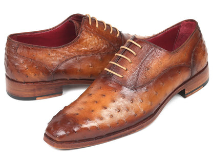 Paul Parkman Men's Genuine Ostrich Oxfords Light Brown (Id257xs - Cml) Shoes by Paul Parkman – Don't Panic Shoes