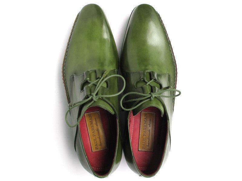 Paul Parkman Men's Ghillie Lacing Side HAndsewn Dress Shoes - Green Leather Upper and Leather Sole (Id022 - Green) by Paul Parkman – Don't Panic Shoes