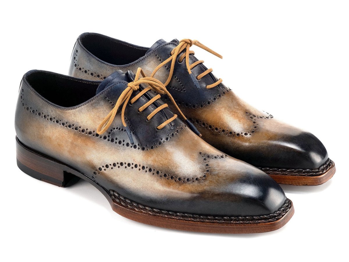 Paul Parkman Men's Goodyear Welted WIngtip Oxfords in Camel And Navy Shoes by Paul Parkman – Don't Panic Shoes
