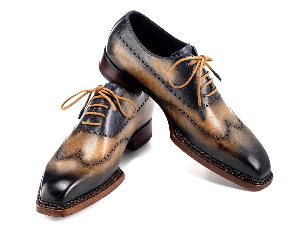Paul Parkman Men's Goodyear Welted WIngtip Oxfords in Camel And Navy Shoes by Paul Parkman – Don't Panic Shoes