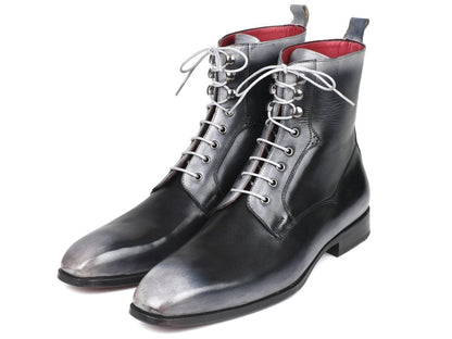 Paul Parkman Men's Gray Burnished Leather Lace - Up Boots (IdBt535 - Gry) by Paul Parkman – Don't Panic Shoes