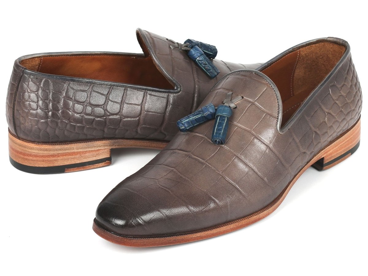 Paul Parkman Men's Gray Crocodile Embossed Calfskin Tassel Loafer (Id745gry96) by Paul Parkman – Don't Panic Shoes