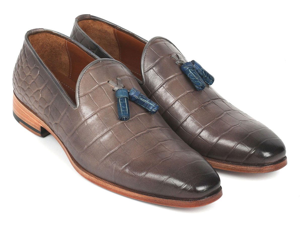 Paul Parkman Men's Gray Crocodile Embossed Calfskin Tassel Loafer (Id745gry96) by Paul Parkman – Don't Panic Shoes