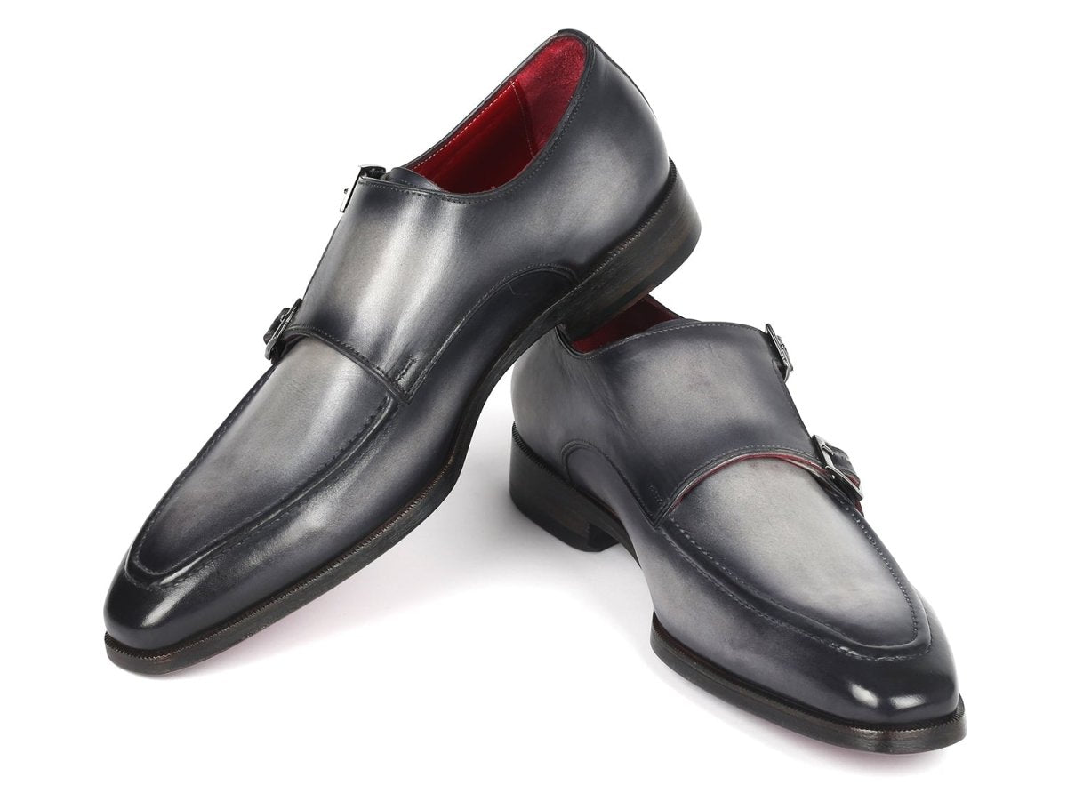Paul Parkman Men's Gray Leather Double Monkstrap Shoes (IdSw534gy) by Paul Parkman – Don't Panic Shoes