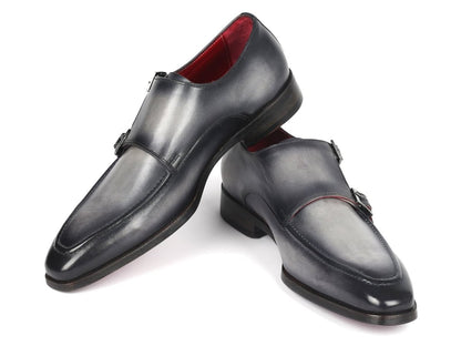 Paul Parkman Men's Gray Leather Double Monkstrap Shoes (IdSw534gy) by Paul Parkman – Don't Panic Shoes