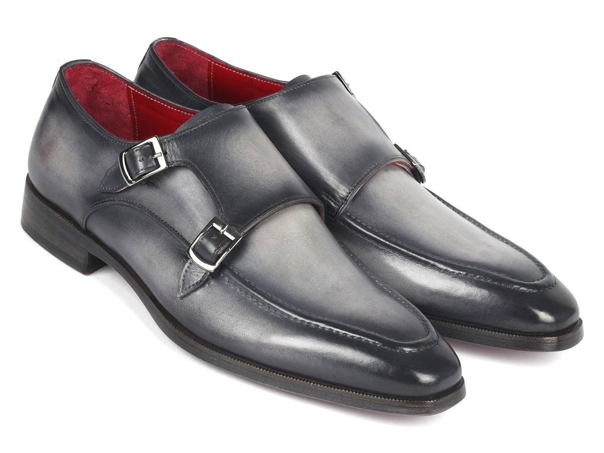 Paul Parkman Men's Gray Leather Double Monkstrap Shoes (IdSw534gy) by Paul Parkman – Don't Panic Shoes