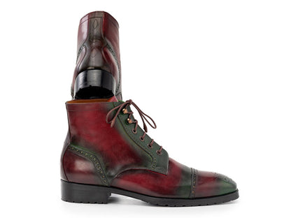 Paul Parkman Men's Green And Brown Hand - Painted Cap Toe Boots (IdBt9566 - Brg) Shoes by Paul Parkman – Don't Panic Shoes